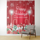 Tenture Tapiz Happy Holidays christmas banner backdrop  (En situation)