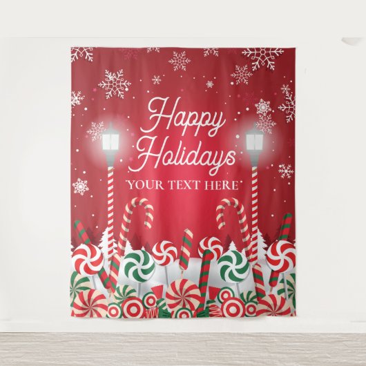 Tenture Tapiz Happy Holidays christmas banner backdrop  (Devant)