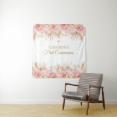 Tenture Tapiz Pink Floral First Communion Backdrop banner (En situation)