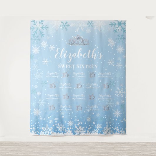 Tenture Tapiz Princess Winter Sweet 16 photobooth Backdrop (Devant)