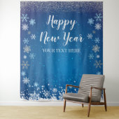 Tenture Tapiz Snow Winter Happy New Year Backdrop (En situation)