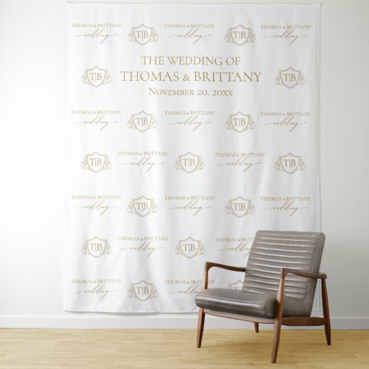 Tenture Tapiz Step and repeat backdrop wedding elegant mon (En situation)