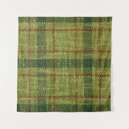 Tenture Tartan de Noël rouge et vert. (Devant)