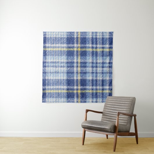 Tenture Tartan jaune bleu : Plaid tendance (En situation)