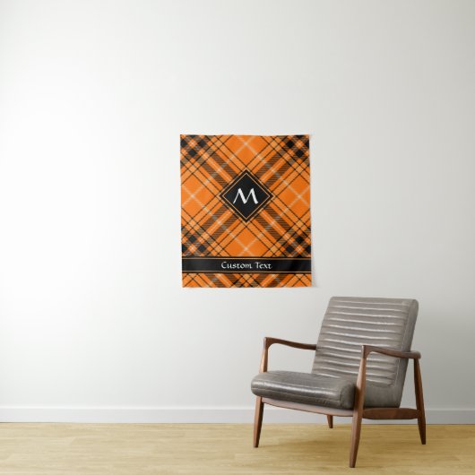 Tenture Tartan orange d'Halloween (En situation)