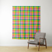 Tenture Tartan vert rose (En situation)