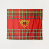 TENTURE TARTAN VERT ROUGE ÉCOSSE, CELTIQUE OR KNOTES COEUR (Devant (Horizontal))