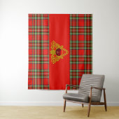 TENTURE TARTAN VERT ROUGE ÉCOSSE, CELTIQUE OR KNOTES COEUR (En situation)