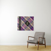 Tenture Tartan Violet, Or et Bleu (En situation (horizontale))