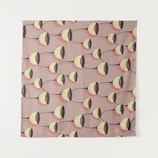 Tenture tasse d'automne fleurs sans soudure motif en brun (Devant (Horizontal))