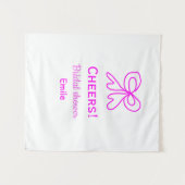 Tenture Tasse violet rose ruban douche de mariage ajouter (Devant (Horizontal))