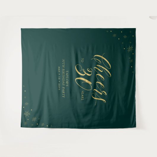 Tenture Tchin-tchin pour 30 ans | Fête d'anniversaire Or e (Devant (Horizontal))