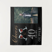 Tenture Tchin-tchin pour 40 ans de vin rouge Photo d'anniv (Devant)