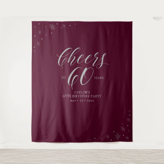 Tenture Tchin tchin pour 60 ans Fête d'anniversaire Silver (Devant)