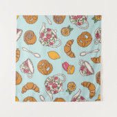 Tenture Tea party dessiné à la main sans couture motif. Ba (Devant (Horizontal))