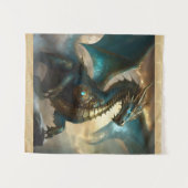 Tenture Teal Lightening Dragon Wall Hanging Bedroom Decor (Devant (Horizontal))