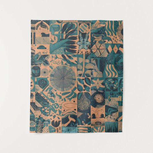 Tenture Teal Orange abstract (Devant)