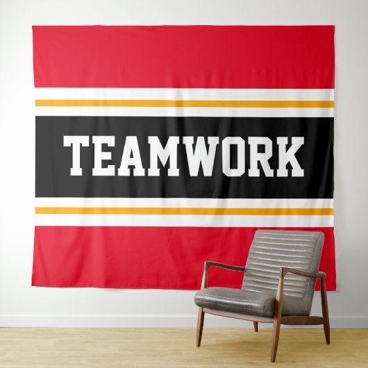 Tenture TEAMWORK Fun Bright Red Black White Racing Stripes (En situation (horizontale))