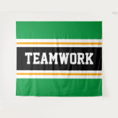 Tenture TEAMWORK Vert noir blanc jaune rayures de course (Devant (Horizontal))
