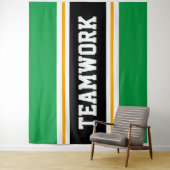 Tenture TEAMWORK Vert noir blanc jaune rayures de course (En situation)