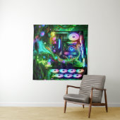 Tenture Tech Jungle : La nature rencontre Neon dans le mon (En situation (horizontale))