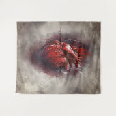 Tenture Técherie | Coeur avec goutte rouge et or saignant (Devant (Horizontal))
