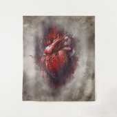 Tenture Técherie | Coeur avec goutte rouge et or saignant (Devant)