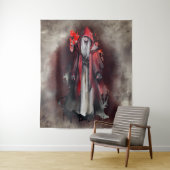 Tenture Técherie | Sorcière rouge aux ombres gothiques du (En situation)