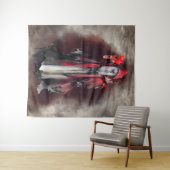 Tenture Técherie | Sorcière rouge aux ombres gothiques du (En situation (horizontale))