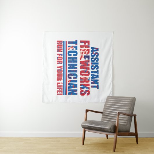 Tenture Technicien assistant de feux d'artifice drôle 4 ju (En situation (horizontale))