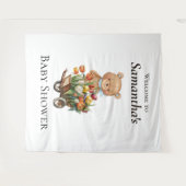 Tenture Teddy Bear Baby shower Rustic Floral fond (Devant (Horizontal))