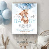 Tenture Teddy Bear Bearly Wait Baby shower Tapestry Bleu