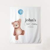 Tenture Teddy Bear Boy Premier anniversaire (Devant)