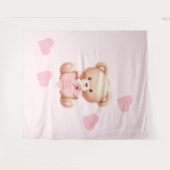 Tenture Teddy Bear Coeurs rose Tapestry fond (Devant (Horizontal))