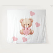 Tenture Teddy Bear Coeurs rose Tapestry fond (Devant (Horizontal))