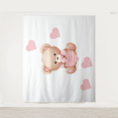 Tenture Teddy Bear Coeurs rose Tapestry fond (Devant)