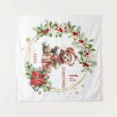 Tenture Teddy Bear Foliage Poinsettia Bébé 1er Noël (Devant (Horizontal))