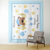 Tenture Teddy Bear Moon Stars Baby Boy Show fond (En situation)