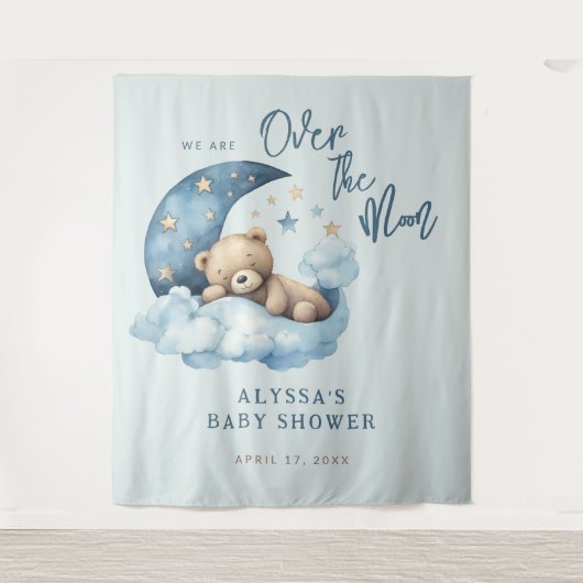 Tenture Teddy Bear Over the Moon Baby shower (Devant)