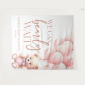 Tenture Teddy Bear Pink Nous Pouvons Bearly Wait Baby show (Devant (Horizontal))