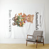 Tenture Teddy Foral Girl Rustic Baby shower fond (En situation (horizontale))