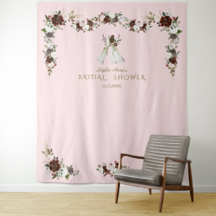 Tenture Teepee Bohème Bordeaux Crème Fleurs Mariage