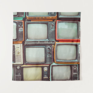 Tenture Télévision rétro colorée pile, vintage.