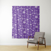 Tenture Tempête de flocons de neige avec fond violet (En situation)