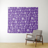 Tenture Tempête de flocons de neige avec fond violet (En situation (horizontale))