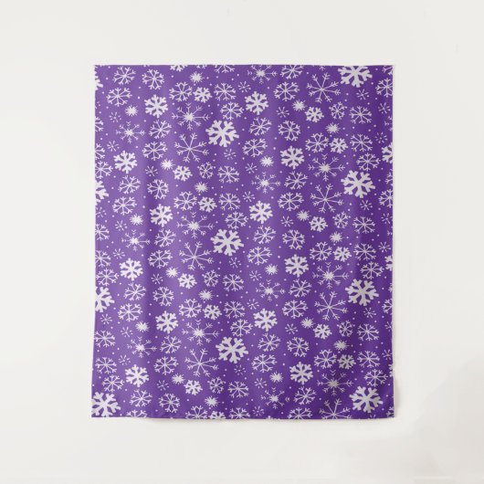 Tenture Tempête de flocons de neige avec fond violet (Devant)