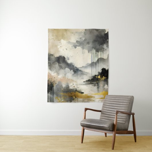 Tenture Tempête d'or (En situation)