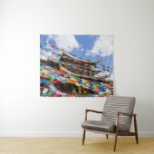 Tenture Temple tibétain avec drapeaux de prière - Yunnan,  (En situation (horizontale))
