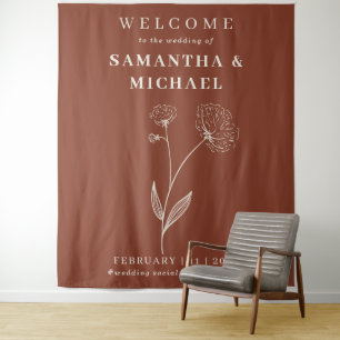 Tenture Terracotta Bienvenue au mariage coton Fleur