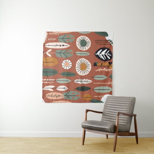 Tenture Terracotta Fleur sauvage Boho Rustique Mur Éclecti (En situation (horizontale))